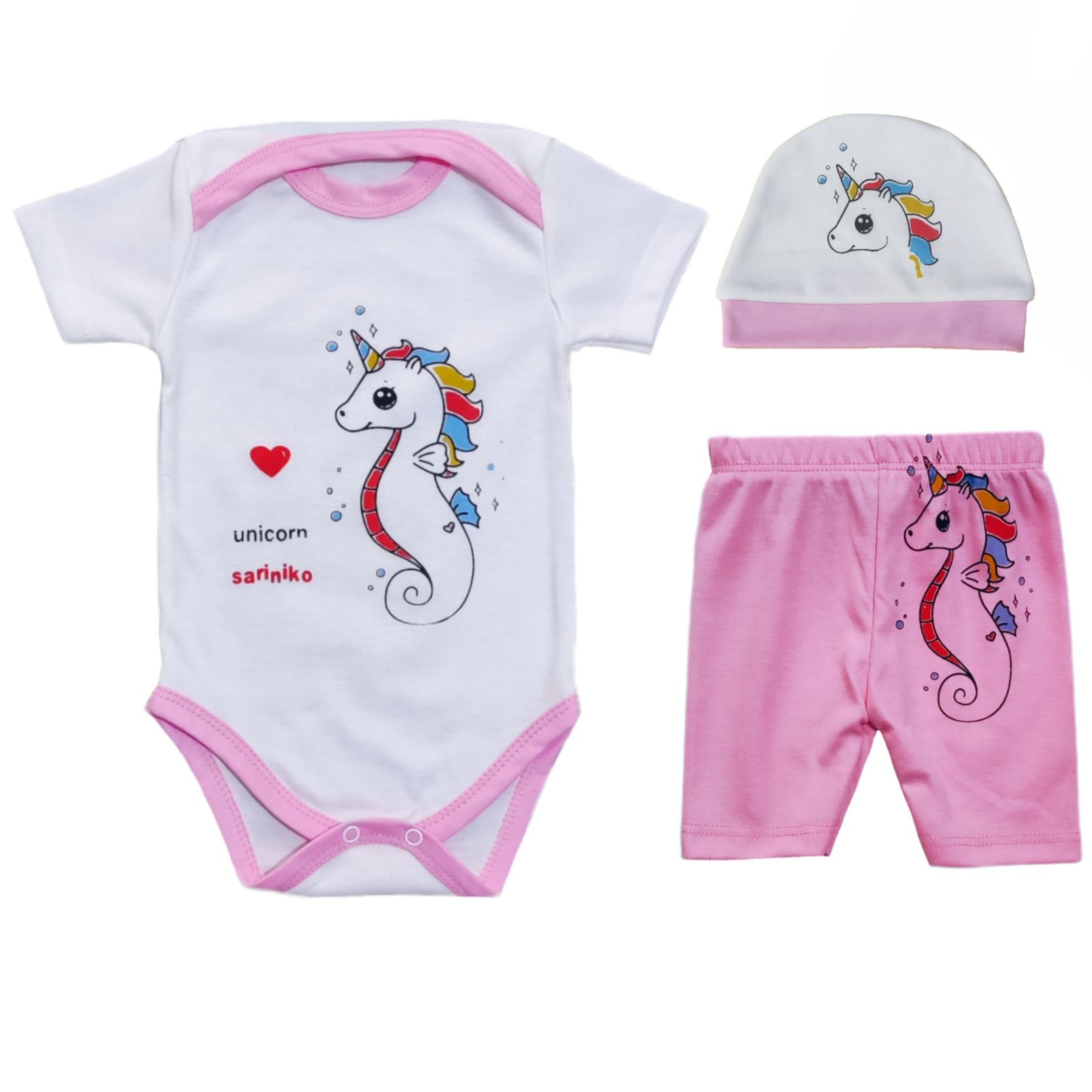 ست 3 تکه لباس نوزادی سرینیکو مدل Unicorn کد B03 -  - 7