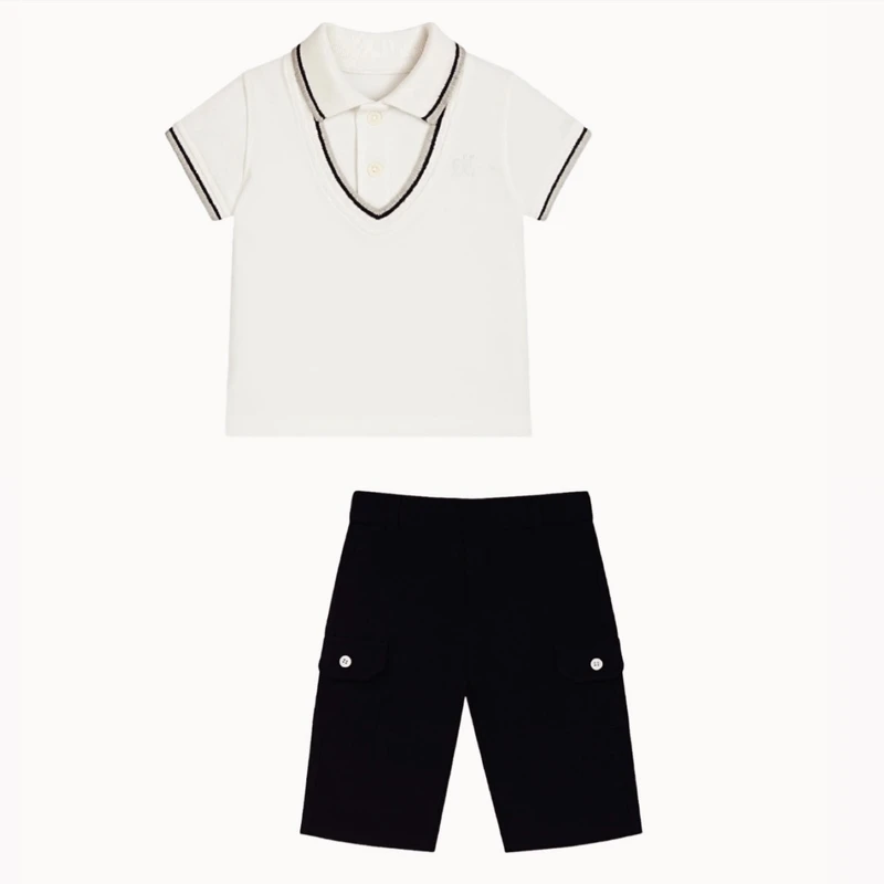 ست پولوشرت آستین کوتاه و شلوارک نوزادی مدل Wh1