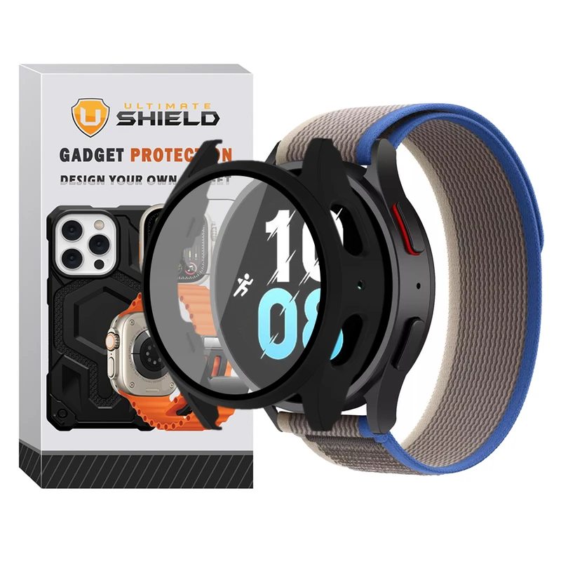 بند آلتیمیت شیلد مدل Trail GRD BK مناسب برای ساعت هوشمند سامسونگ Galaxy Watch 4 Classic 42mm به همراه کاور