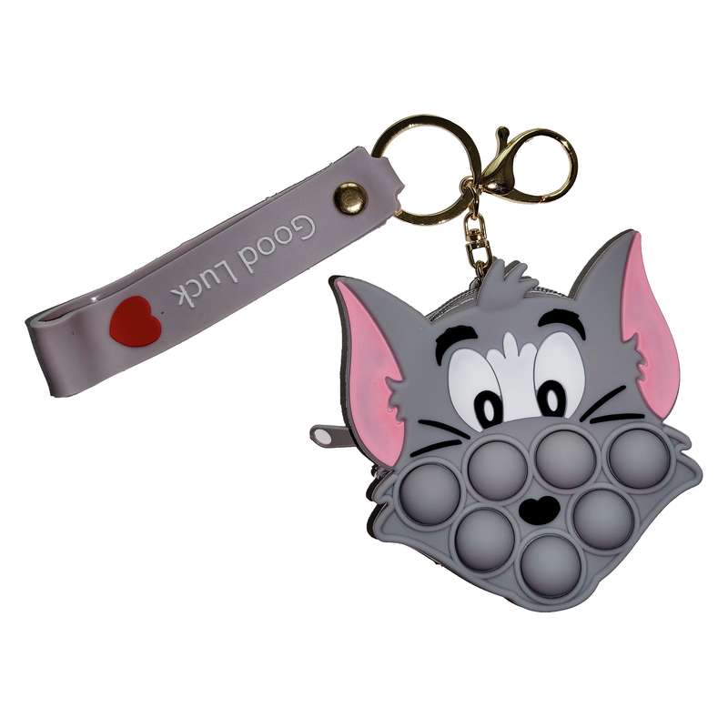 جاکلیدی دخترانه مدل سیلیکونی پاپیت دار طرح گربه