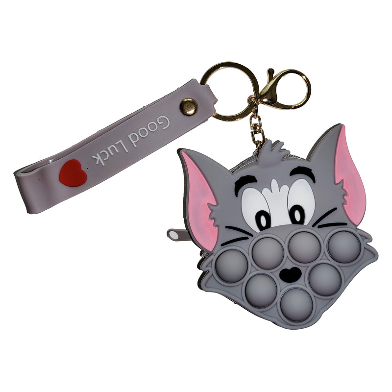 جاکلیدی دخترانه مدل سیلیکونی پاپیت دار طرح گربه