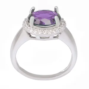 انگشتر نقره زنانه بازرگانی میلادی مدل سنگ کوارتز نگین برلیان بدون ریزش آبکاری رادیوم کد AWR_1331