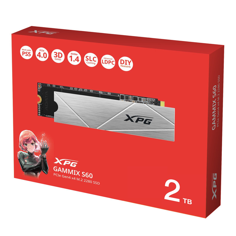 اس اس دی اینترنال ای دیتا ایکس پی جی مدل GAMMIX S60 PCIe Gen4 x4 M.2 2280 ظرفیت دو ترابایت