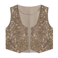 وست یقه هفت زنانه مدل کرپ دانتل پولک دوزی کد AK1498