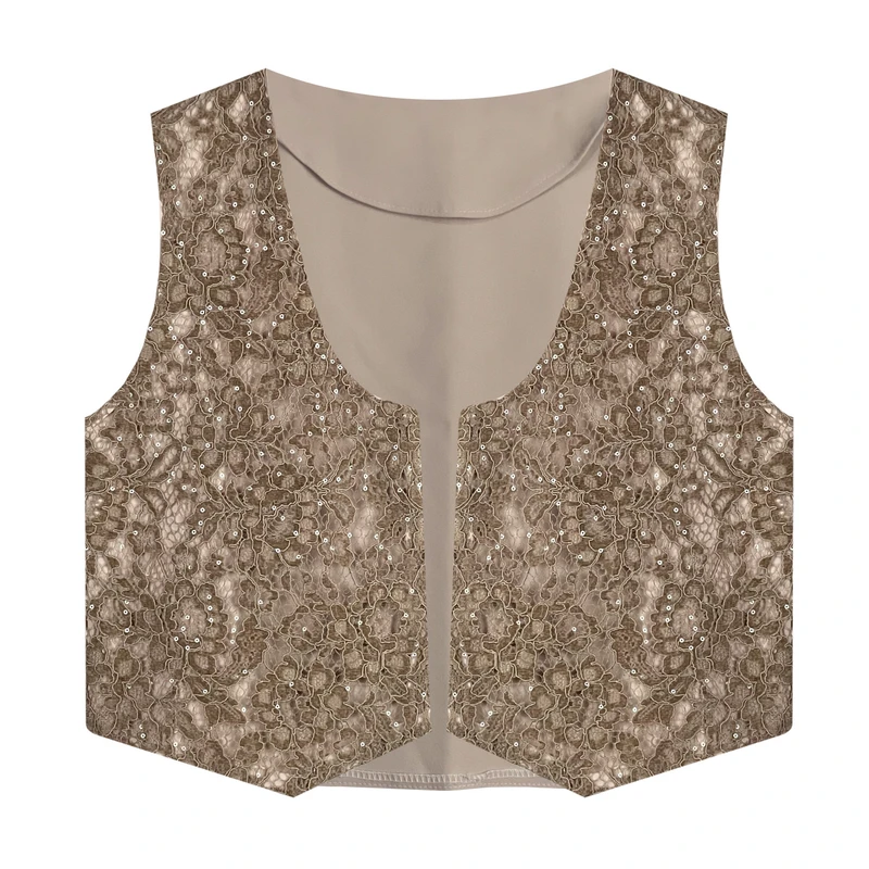 وست یقه هفت زنانه مدل کرپ دانتل پولک دوزی کد AK1498