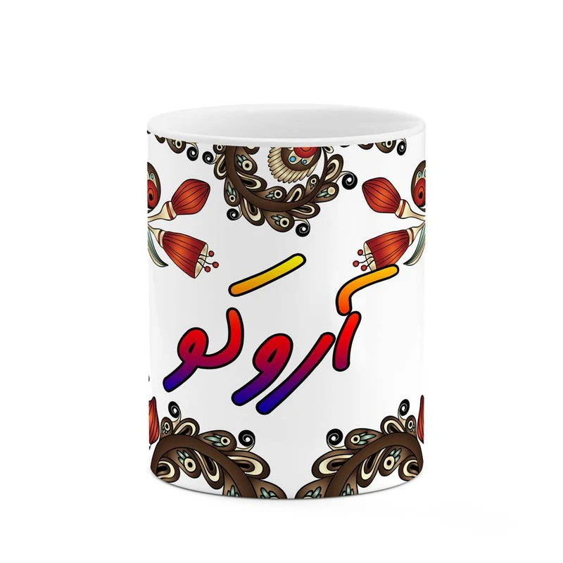 ماگ کاکتی مدل اسم آروکو طرح سنتی گل و بته کد mgh43522