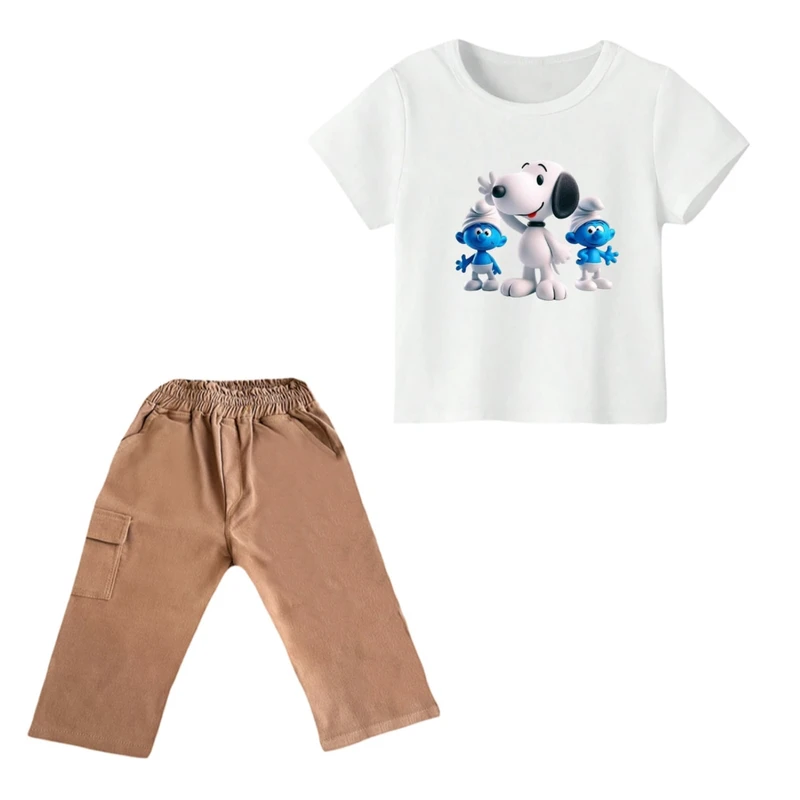 ست تی شرت و شلوارک پسرانه مدل اسنوپی کد ۵۷