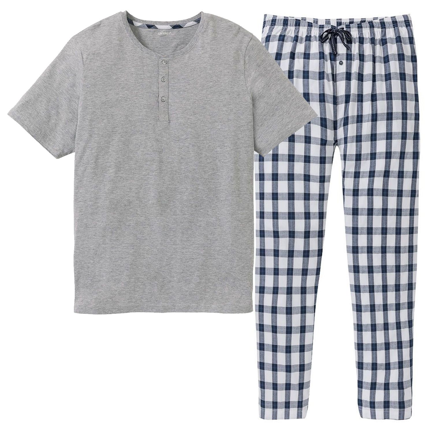 ست تی شرت و شلوار مردانه لیورجی مدل یکتا کد checkLux2022 رنگ طوسی