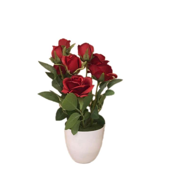 گلدان به همراه گل مصنوعی مدل رز 1081
