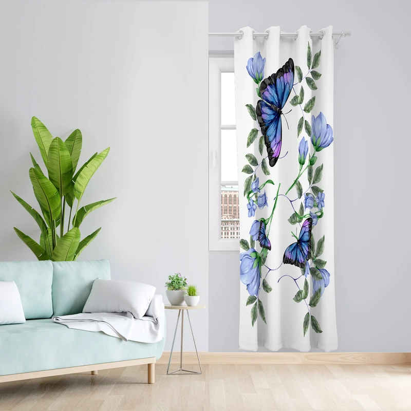 پرده طرح پروانه مدل مخمل پانچی کد 1845 z سایز 140x200 سانتی متر