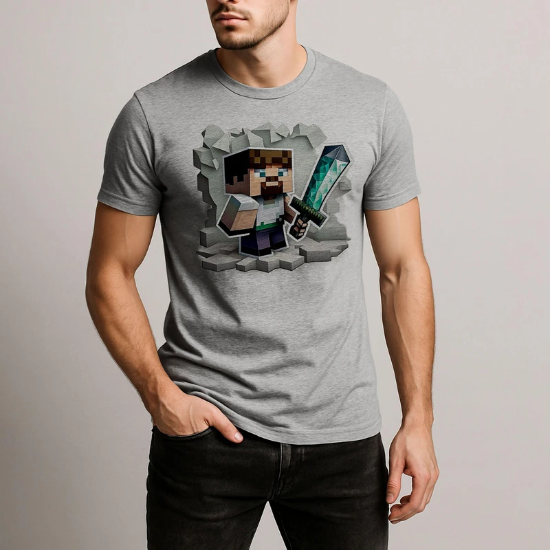 تی‌شرت آستین کوتاه مردانه مدل ماینکرفت کد V356