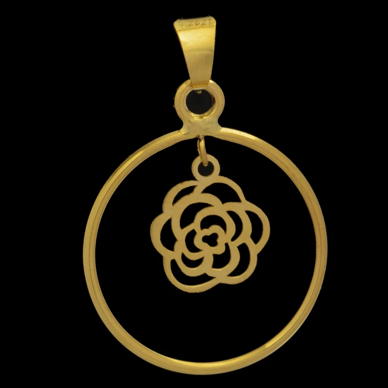 آویز گردنبند طلا 18 عیار زنانه طلای مستجابی طرح گل رز کد 6001