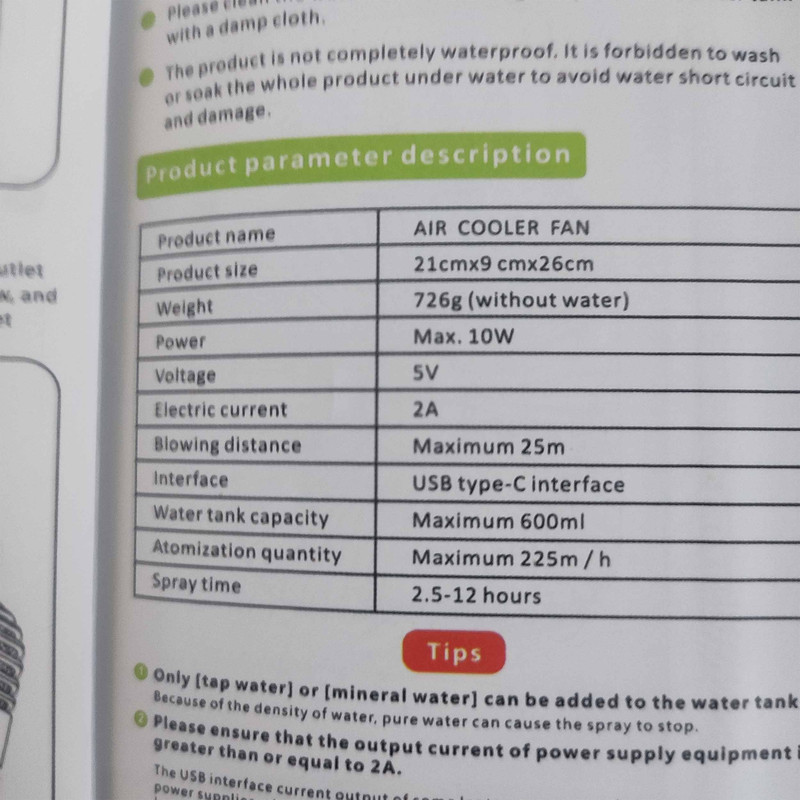 پنکه رومیزی مدل مه پاش کد CX-22 ظرفیت 5000 میلی آمپر ساعت