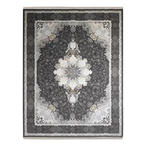 فرش ماشینی مشهد کد 806002 زمینه زغال سنگی