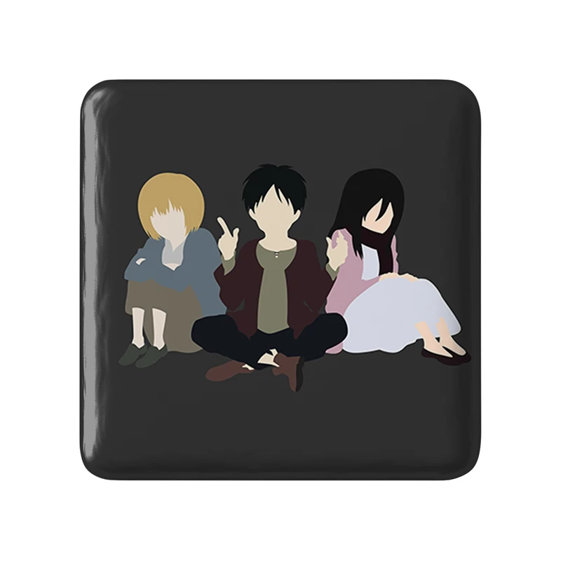 مگنت خندالو طرح میکاسا و ارن و ارمین انیمه اتک آن تایتان Attack on Titan  مدل مربعی کد 18568