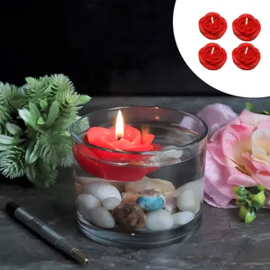 شمع شناور مدل گل رز مجموعه 4 عددی