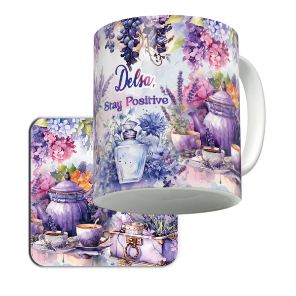 ماگ لاژید مدل اسم دلسا طرح جمله انگیزشی به همراه زیرلیوانی