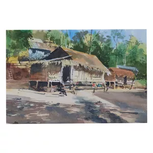 نقاشی آبرنگ طرح روستا کد 93