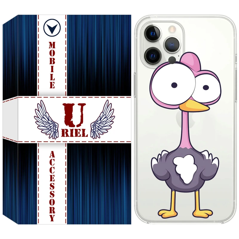 کاور یوریل قاب مدل Clear کد 43 طرح شترمرغ مناسب برای گوشی موبایل اپل iPhone 13 Pro
