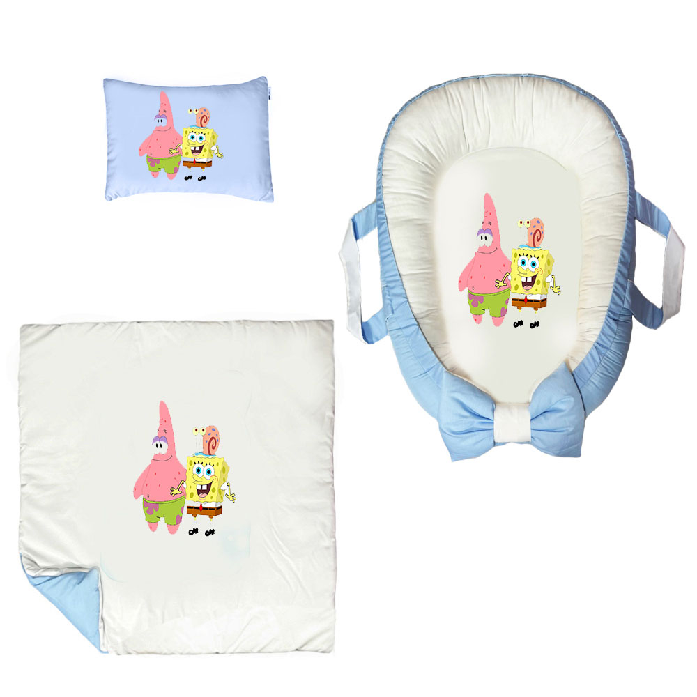 سرویس خواب سه تکه نوزاد ناریکو مدل گارد محافظ دار طرح باب اسفنجی کد 0260