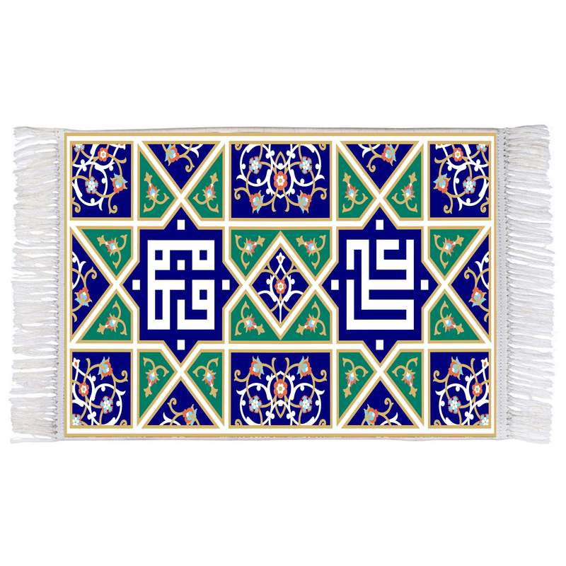 فرش ماشینی دیوارکوب اطلس آبی مدل علی و فاطمه کد T3933