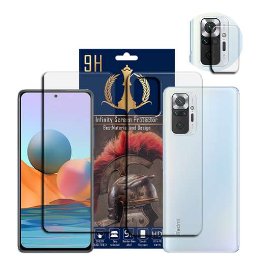 محافظ صفحه نمایش اینفینیتی  مدل Pro Max مناسب برای گوشی موبایل شیائومی Redmi Note 10S به همراه محافظ لنز دوربین و محافظ پشت گوشی