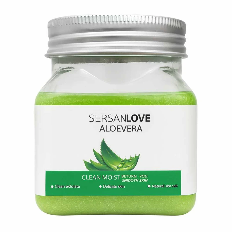 اسکراب بدن و صورت سرسان لاو مدل aloevera مناسب برای انواع پوست حجم 448 میلی لیتر