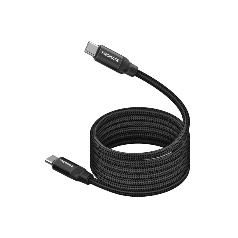 کابل USB-C پرومیت مدل SPRINGY.BLK طول 1.2 متر
