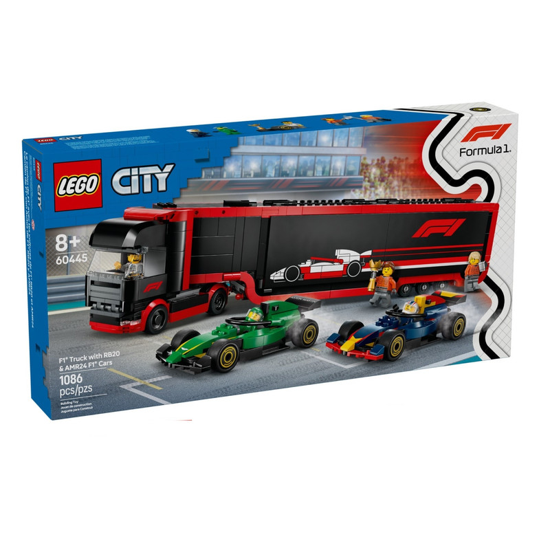 لگو 1086 تکه سری سیتی مدل F1 Truck with RB20 N AMR24 F1 Cars کد 60445