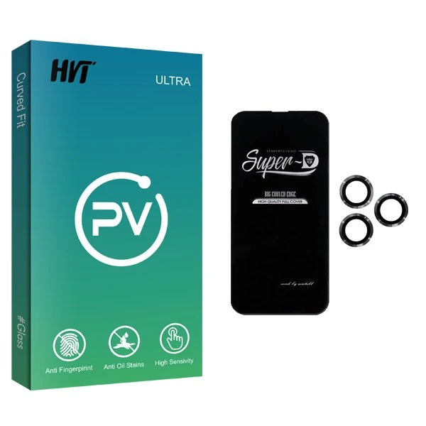 محافظ صفحه نمایش اچ وی تی مدل PV SuperD مناسب برای گوشی موبایل اپل iPhone 14 Pro Max  به همراه محافظ لنز گوشی