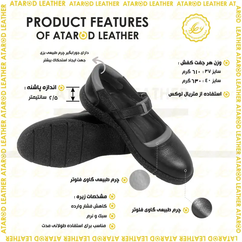 کفش زنانه چرم عطارد مدل چرم طبیعی کد SH240