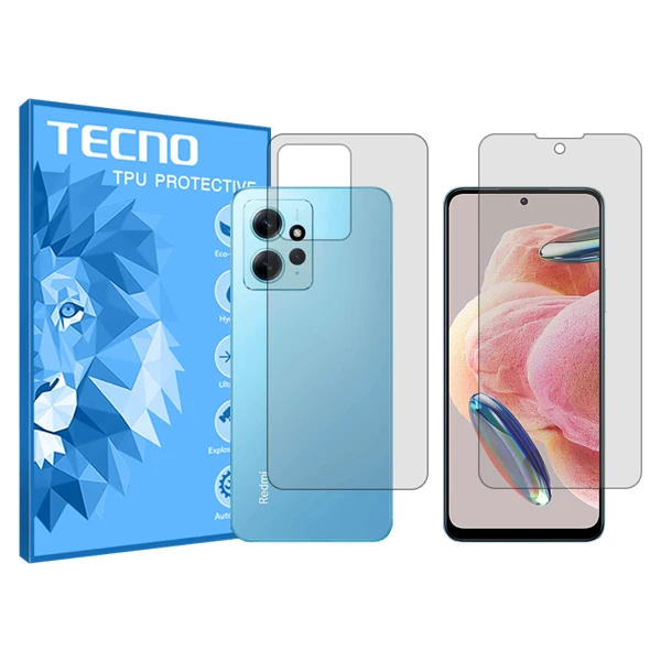 محافظ صفحه نمایش شفاف تکنو مدل HyGEL مناسب برای گوشی موبایل شیائومی Redmi Note 12 4G به همراه محافظ پشت گوشی
