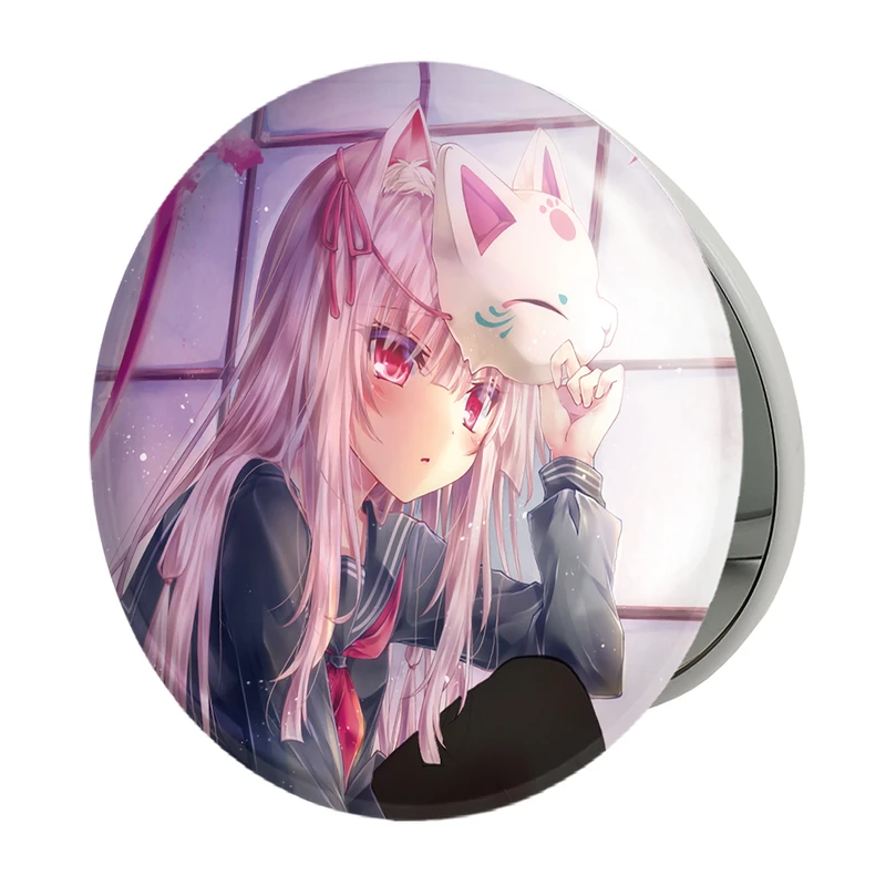 آینه جیبی خندالو طرح دختر انیمه ای مدل تاشو کد 18027 