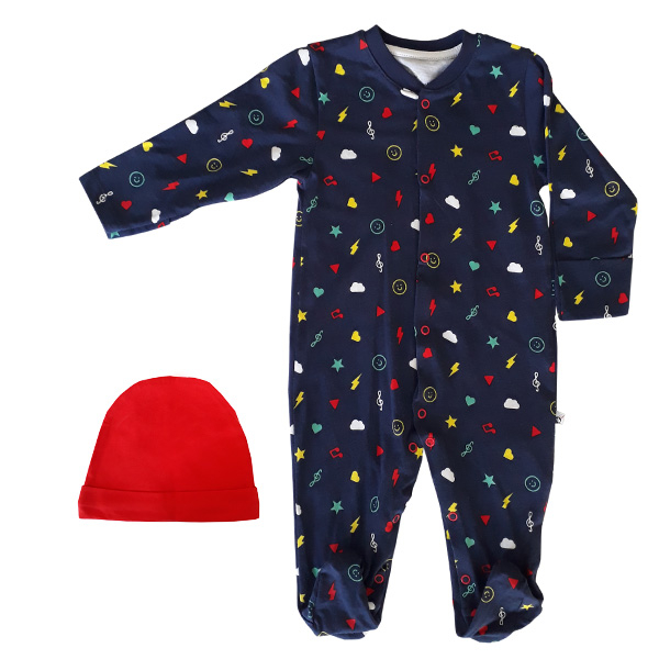 ست سرهمی و کلاه نوزادی مدل SKY کد 182