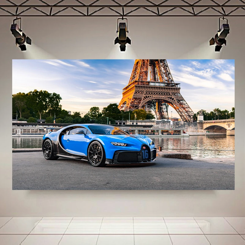 تابلو بوم طرح برج ایفل و ماشین مدل Bugatti Chiron کد AR2800