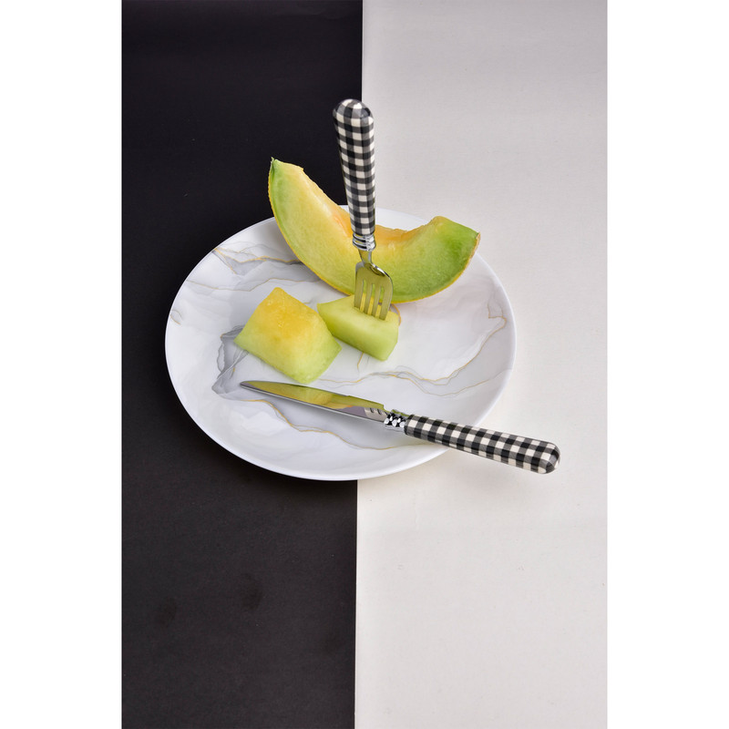 ست کارد و چنگال میوه خوری 12 پارچه سی اند اس مدل شطرنجی