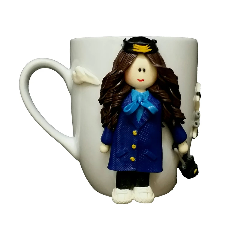 ماگ سرامیکی مدل خلبان و مهماندار هواپیما کد 01081