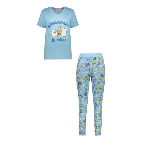 ست تی شرت آستین کوتاه و شلوار زنانه مادر مدل Maya رنگ آبی