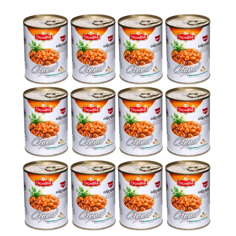 کنسرو لوبیاچیتی شاهسوند - 370 گرم بسته 12 عددی