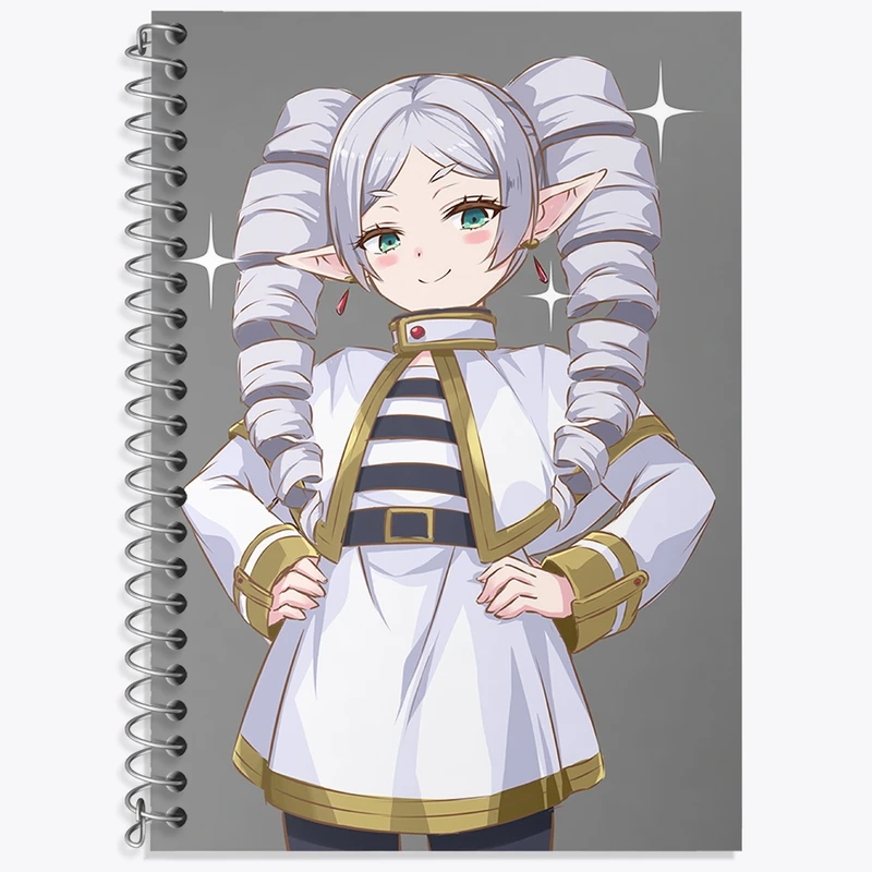 دفتر زبان 50 برگ خندالو مدل دو خط طرح انیمه فریرن (Frieren) کد 33856