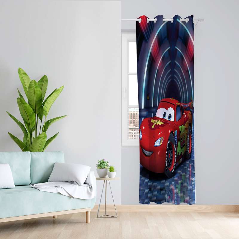 پرده طرح کودک ماشین های مکویین مدل مخمل پانچی کد 2_1202 W سایز 140x200 سانتی متر