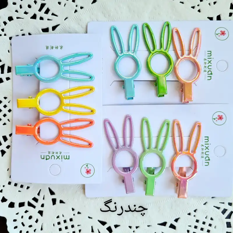 گیره مو زنانه مدل خرگوشی فلزی کد 895 بسته 3 عددی