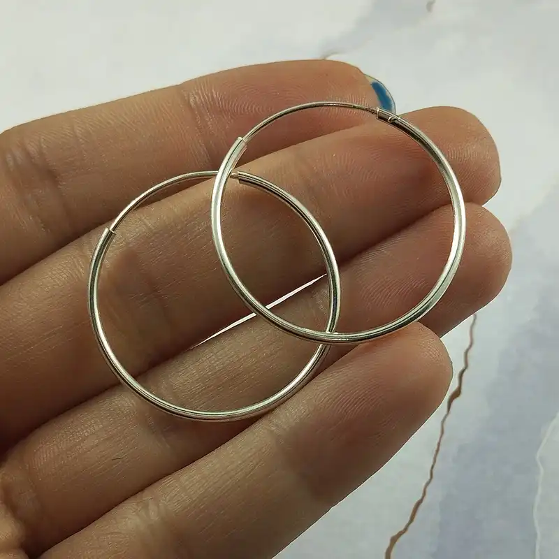 گوشواره نقره زنانه سلین کالا مدل حلقه کد 02