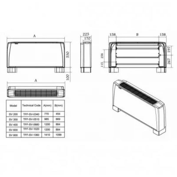 فن کویل شرکت تهویه طرح زمینی مدل SB-600