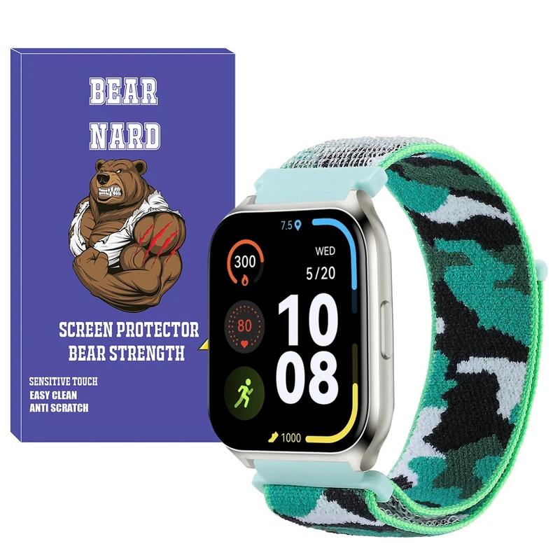 بند برنارد مدل Nylon-Army-BR مناسب برای ساعت هوشمند هایلو RS4 / RS4 Plus / LS02