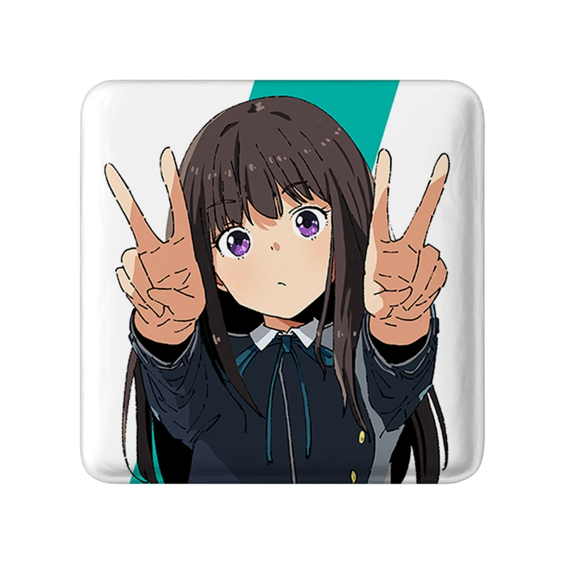 مگنت خندالو طرح تاکینا انیمه لیکوریس ریکویل Lycoris Recoil  مدل مربعی کد 22980