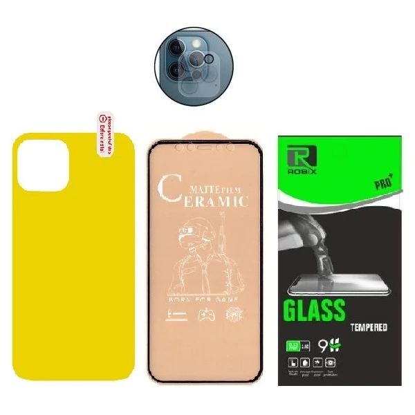 محافظ صفحه نمایش مات روبیکس مدل CR-IP12pro مناسب برای گوشی موبایل اپل iphone 12Pro به همراه محافظ پشت گوشی و محافظ لنز دوربین