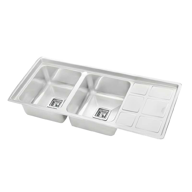 سینک ظرفشویی استیل توکار دو لگنه نگین الماس مدل SA113