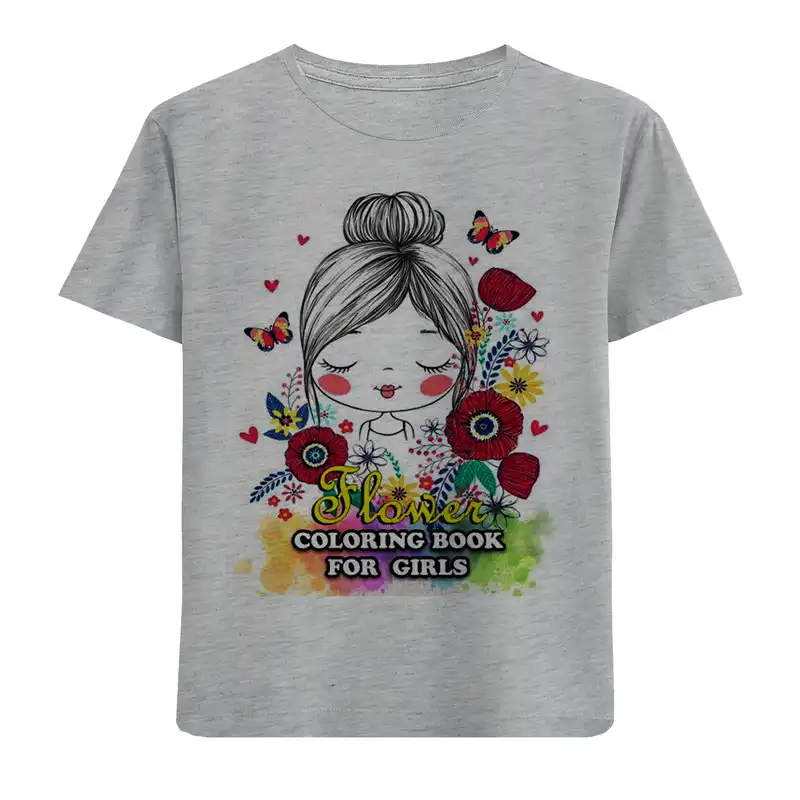 تی شرت آستین کوتاه بچگانه مدل گل و دختر F278