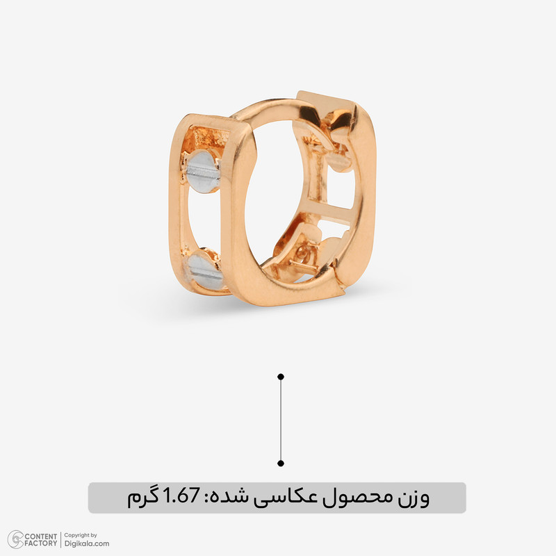 گوشواره حلقه‌ای طلا 18 عیار زنانه با طرح کارتیه لاو گالری طلا و جواهر هانی مدل 70051 - 5